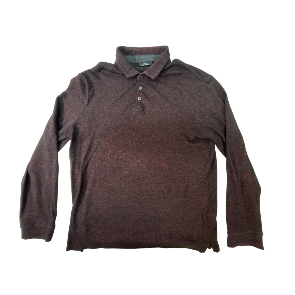 Marc Anthony Mens XL‎ Slim Fit Long Sleeve Polo Shirt Burgundy Heathered Knit